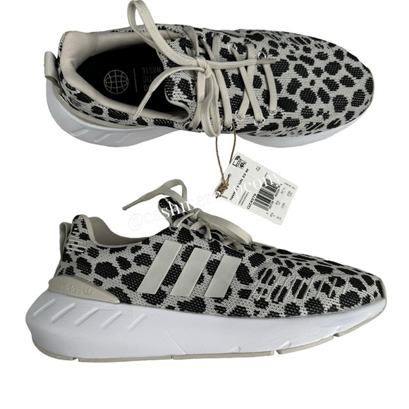 Adidas Swift Run 22 Leopard Cheetah Print Black White Running Shoes Size 6 - Picture 1 of 8